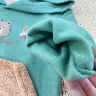 Conj. Casaco Great Friends com Pelinhos e Calça de Moletom - Verde e Marrom